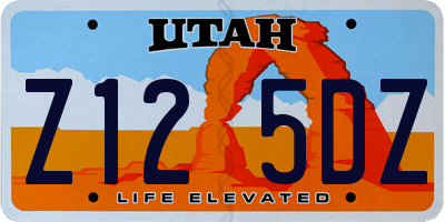 UT license plate Z125DZ