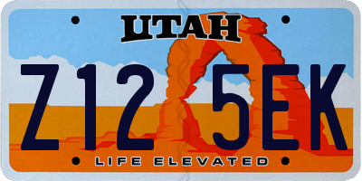 UT license plate Z125EK