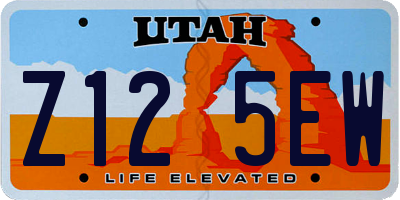 UT license plate Z125EW