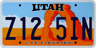 UT license plate Z125IN