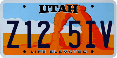 UT license plate Z125IV