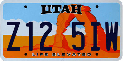 UT license plate Z125IW