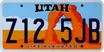 UT license plate Z125JB