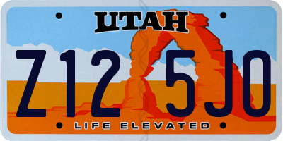 UT license plate Z125JO
