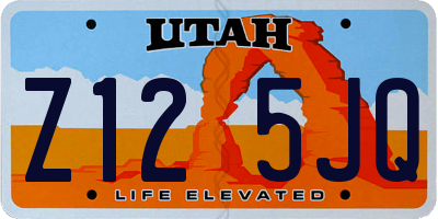 UT license plate Z125JQ