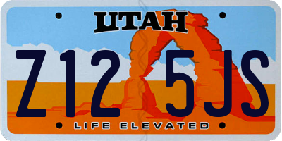 UT license plate Z125JS
