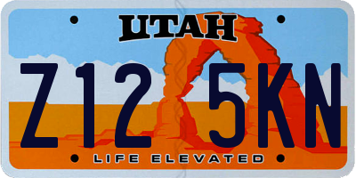 UT license plate Z125KN