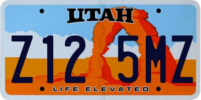 UT license plate Z125MZ
