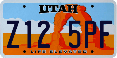 UT license plate Z125PF