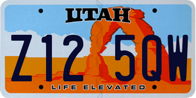 UT license plate Z125QW