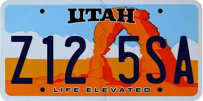 UT license plate Z125SA