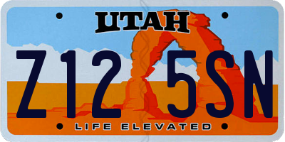 UT license plate Z125SN