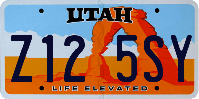 UT license plate Z125SY
