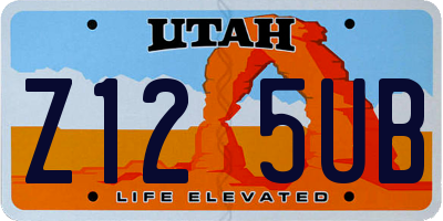 UT license plate Z125UB