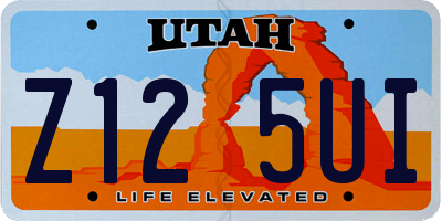 UT license plate Z125UI