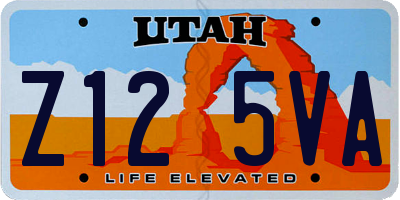 UT license plate Z125VA