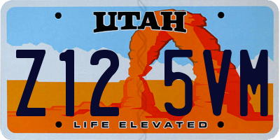 UT license plate Z125VM