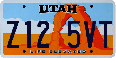 UT license plate Z125VT