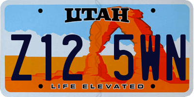 UT license plate Z125WN