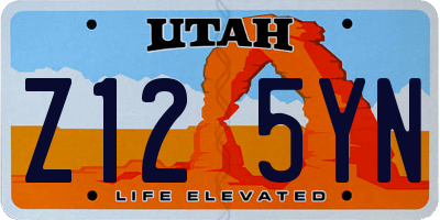 UT license plate Z125YN