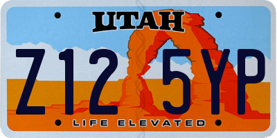 UT license plate Z125YP