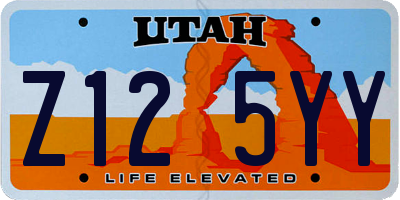 UT license plate Z125YY
