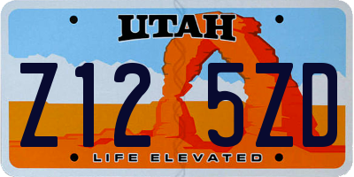 UT license plate Z125ZD