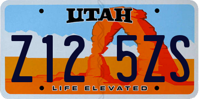 UT license plate Z125ZS