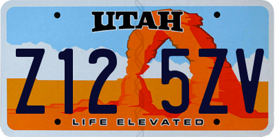 UT license plate Z125ZV