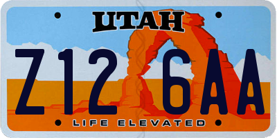 UT license plate Z126AA