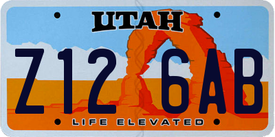 UT license plate Z126AB