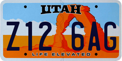 UT license plate Z126AG