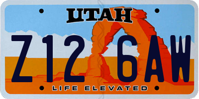 UT license plate Z126AW