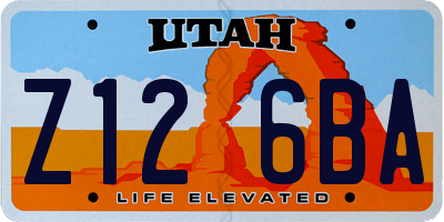 UT license plate Z126BA