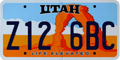 UT license plate Z126BC