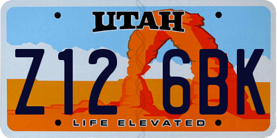 UT license plate Z126BK