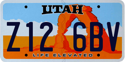 UT license plate Z126BV