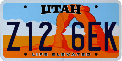 UT license plate Z126EK