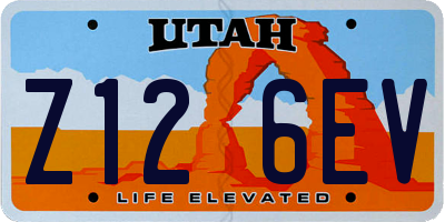 UT license plate Z126EV