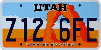 UT license plate Z126FE