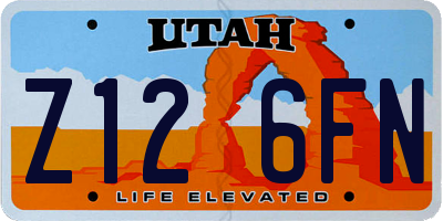 UT license plate Z126FN