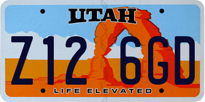 UT license plate Z126GD