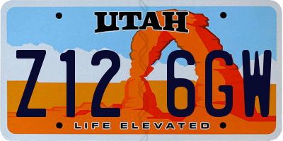 UT license plate Z126GW