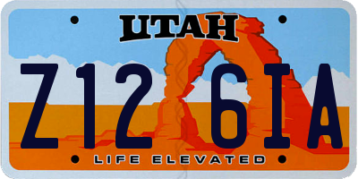 UT license plate Z126IA