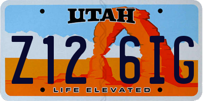 UT license plate Z126IG