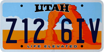 UT license plate Z126IV