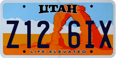 UT license plate Z126IX