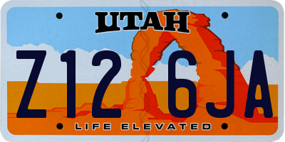 UT license plate Z126JA
