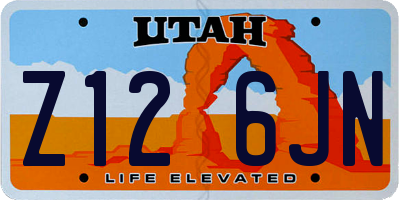 UT license plate Z126JN