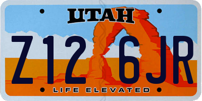 UT license plate Z126JR